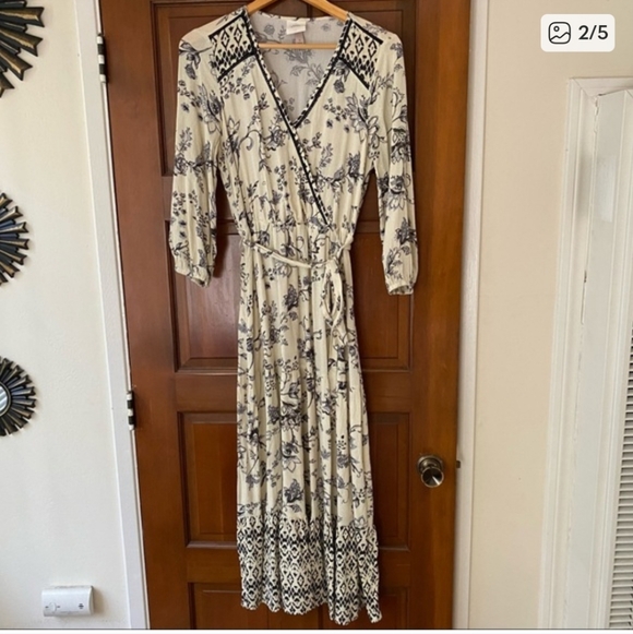 Knox Rose Black and Cream Floral Long Sleeve Dress - Picture 12 of 12